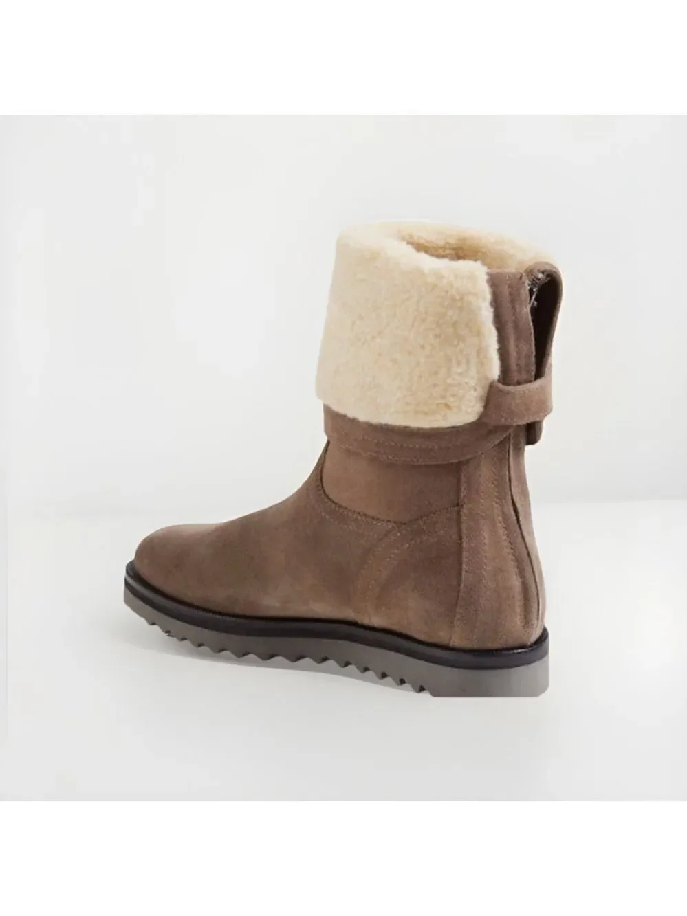 Aquatalia Marvin K Chelsea Suede Fold Cuff Boots 9.5 Women Brown Faux Fur $382